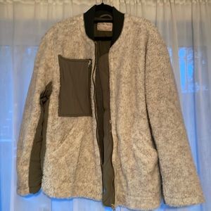 Free People Women's Rivington Sherpa Shearling Colorblock Jacket Red Size Large